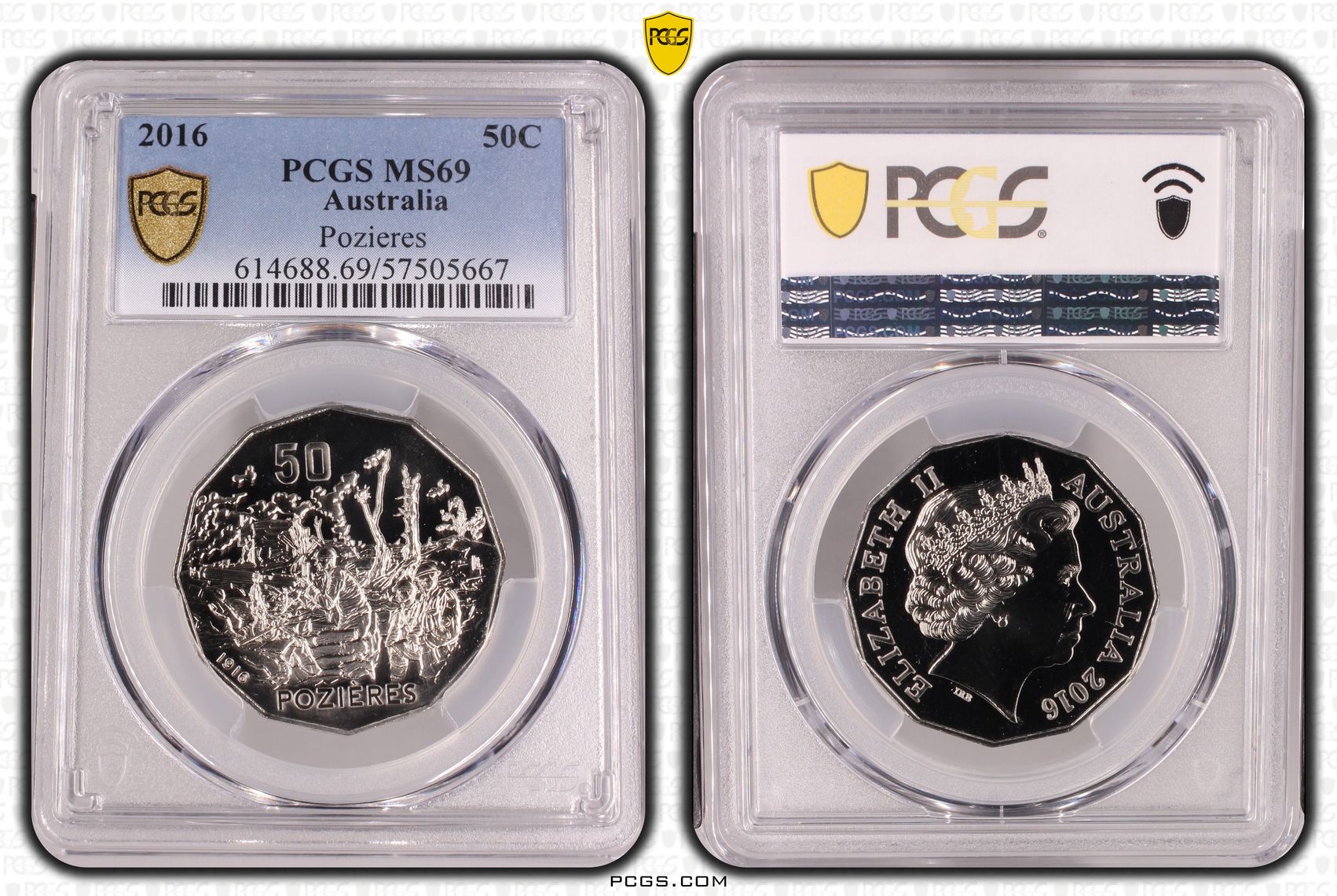 Pozieres, 13/0, Fifty Cent, 2016, MS69