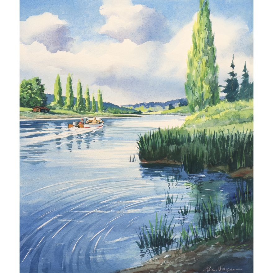 Parker McAllister (WA) ''Sammamish River'' 1964 Watercolor