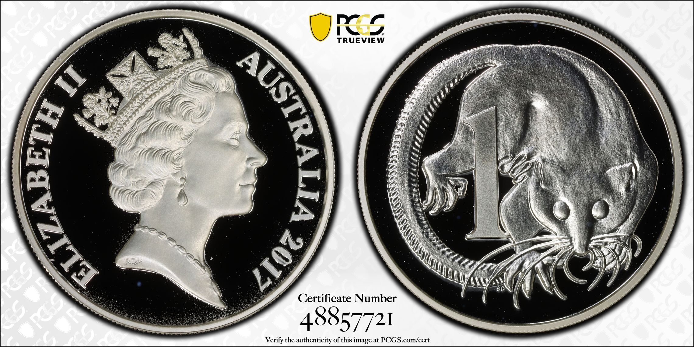Original Design 1oz Ag High Relief, One Cent, 2017, PCGS PR69DCAM