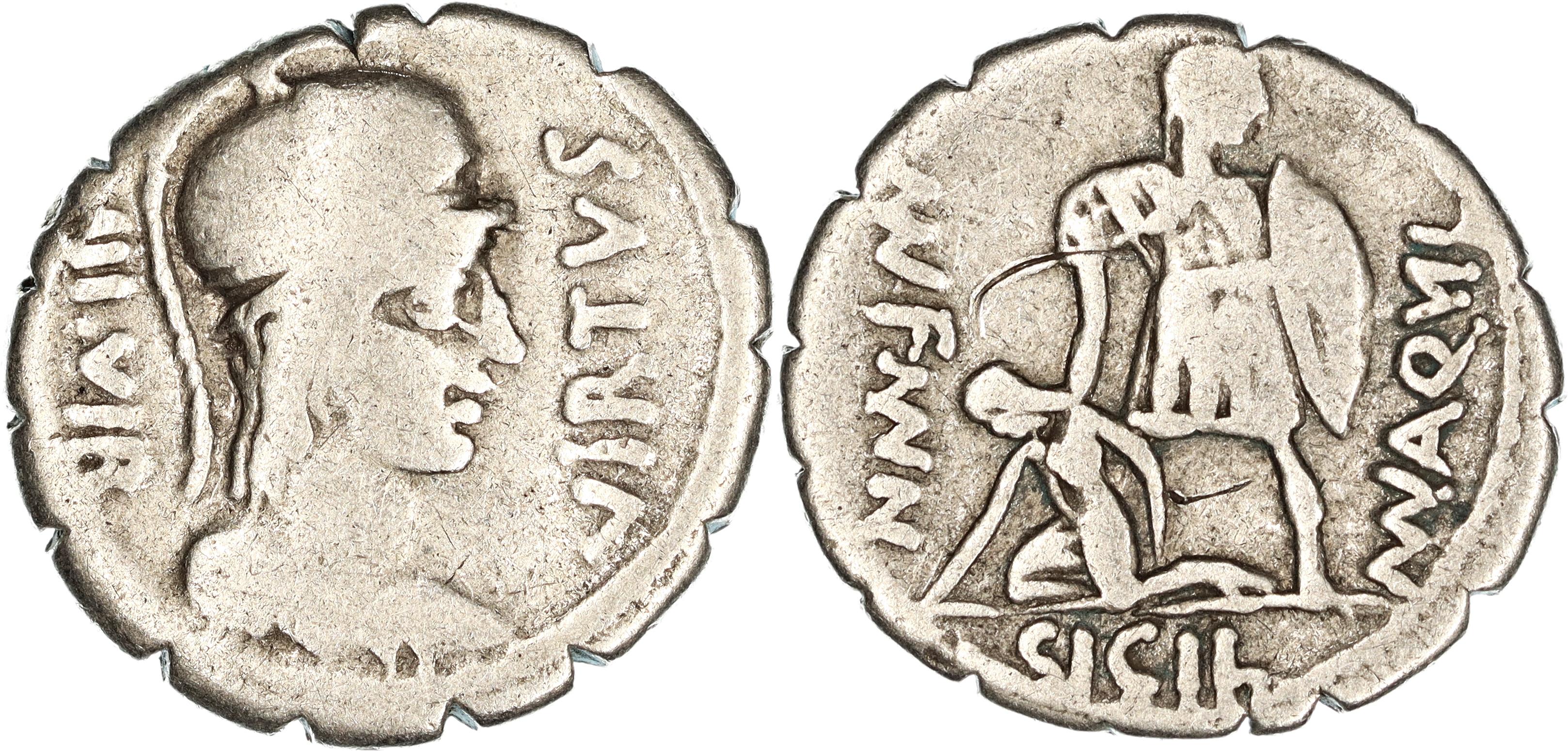 Roman Republic, Mn. Aquillius Mn.f. Mn.n, Silver Denarius, 71 BC, F