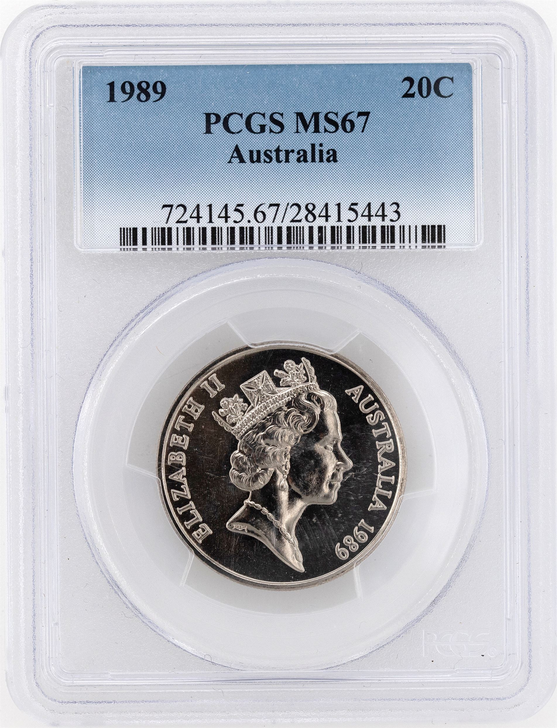 1989 Australia Twenty Cent, 20c PCGS - MS67 -443