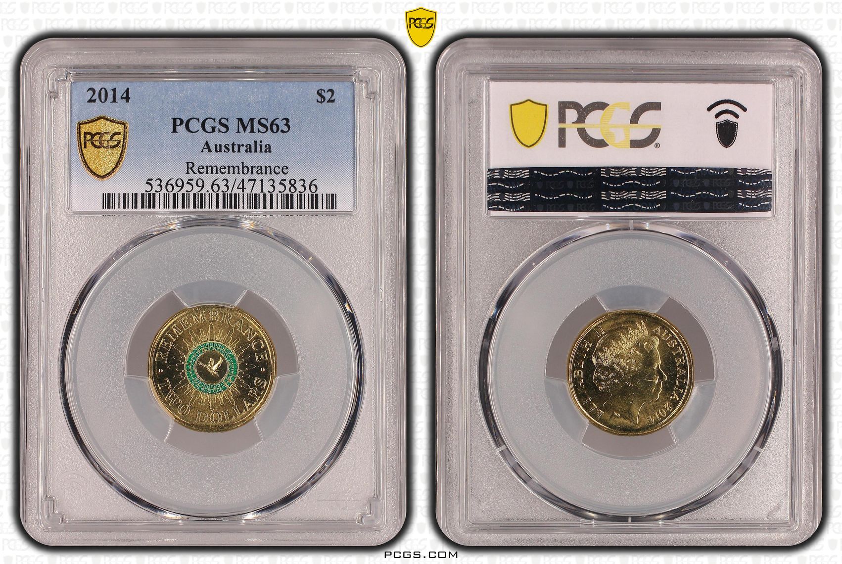 380 · Remembrance - Colorized , Two Dollar, 2014, PCGS MS63