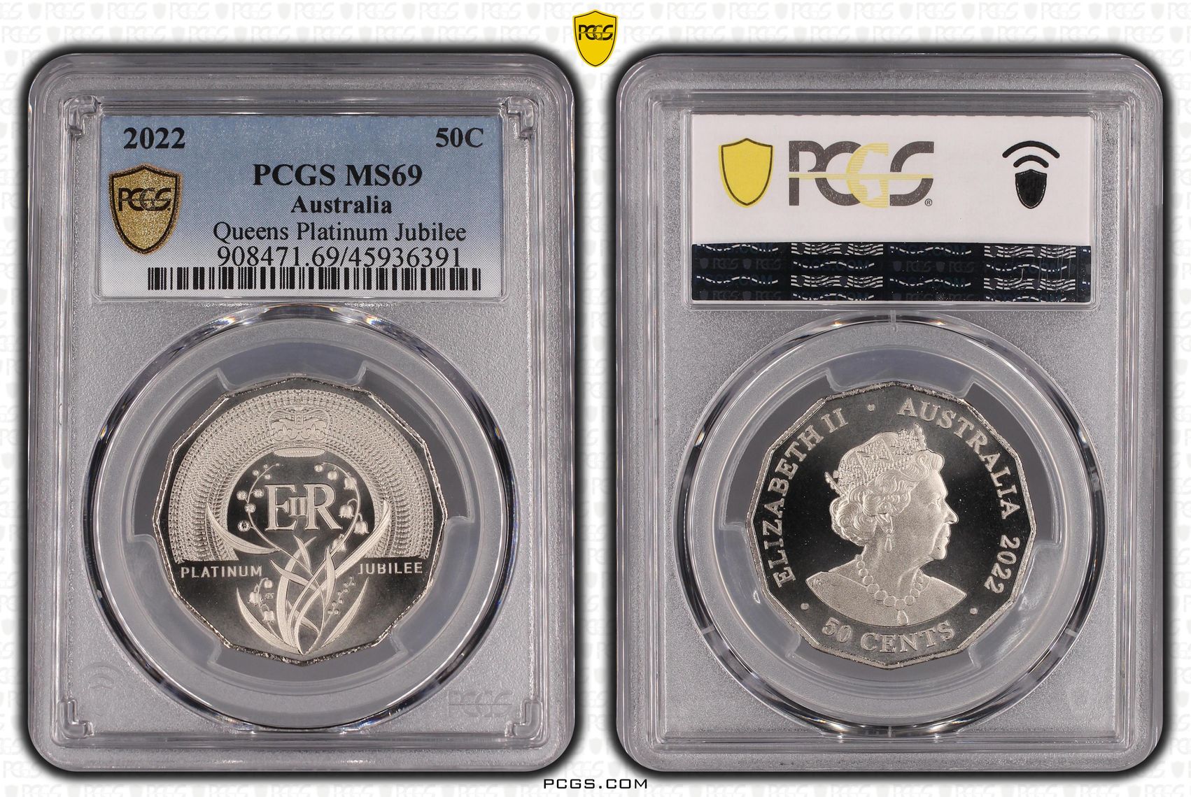 Elizabeth II, Platinum Jubilee, Fifty Cent, 2022, PCGS MS 69