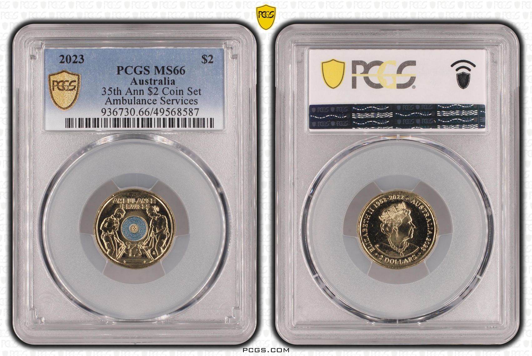 35th Ann $2 Coin Set Colorized - Ambulance Services, Two Dollar, 2023, PCGS MS66