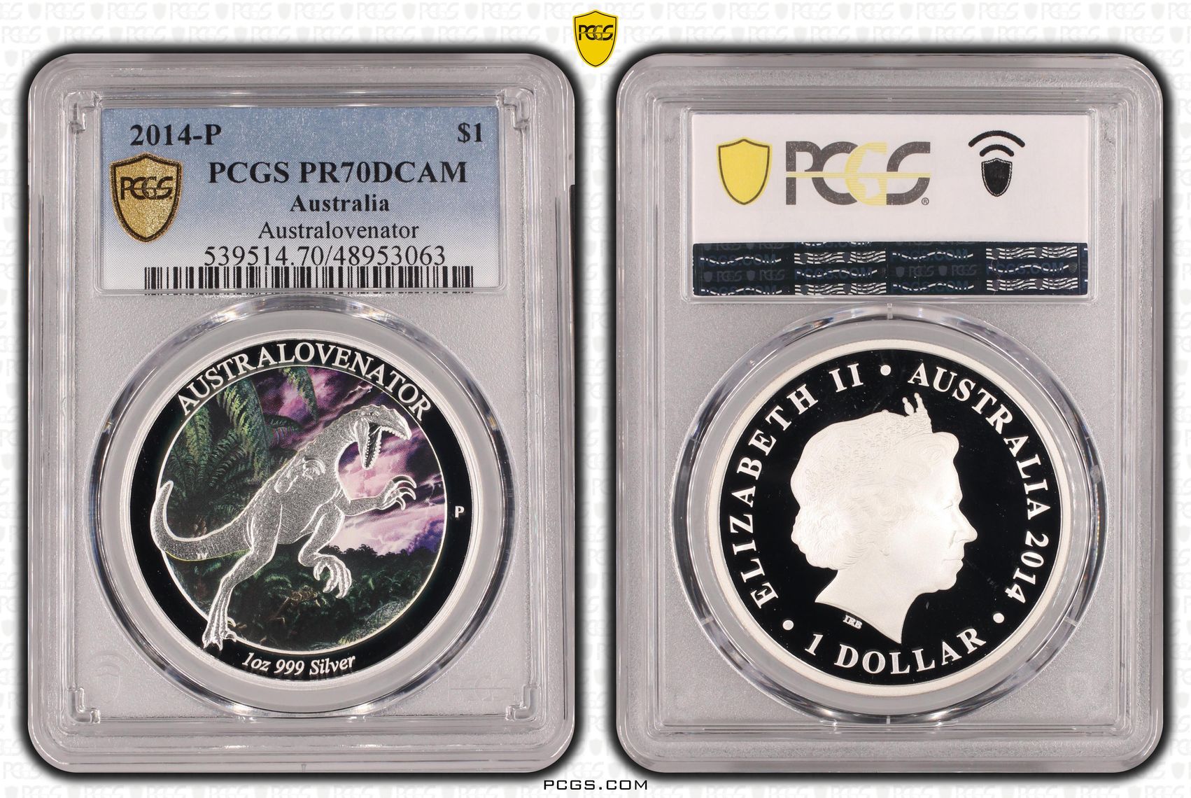 Australovenator, POP 2/0, One Dollar, 2014-P, PCGS PR70DCAM