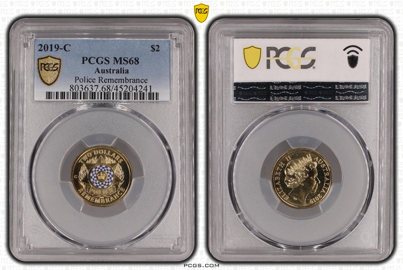 2019-C Australia Two Dollar, $2 Police Remembrance PCGS - MS68 -241