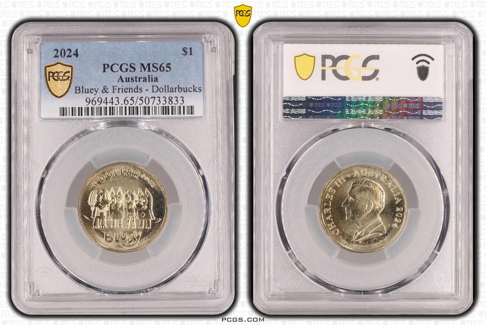 Bluey & Friends - Dollarbucks , One Dollar, 2024, PCGS MS65
