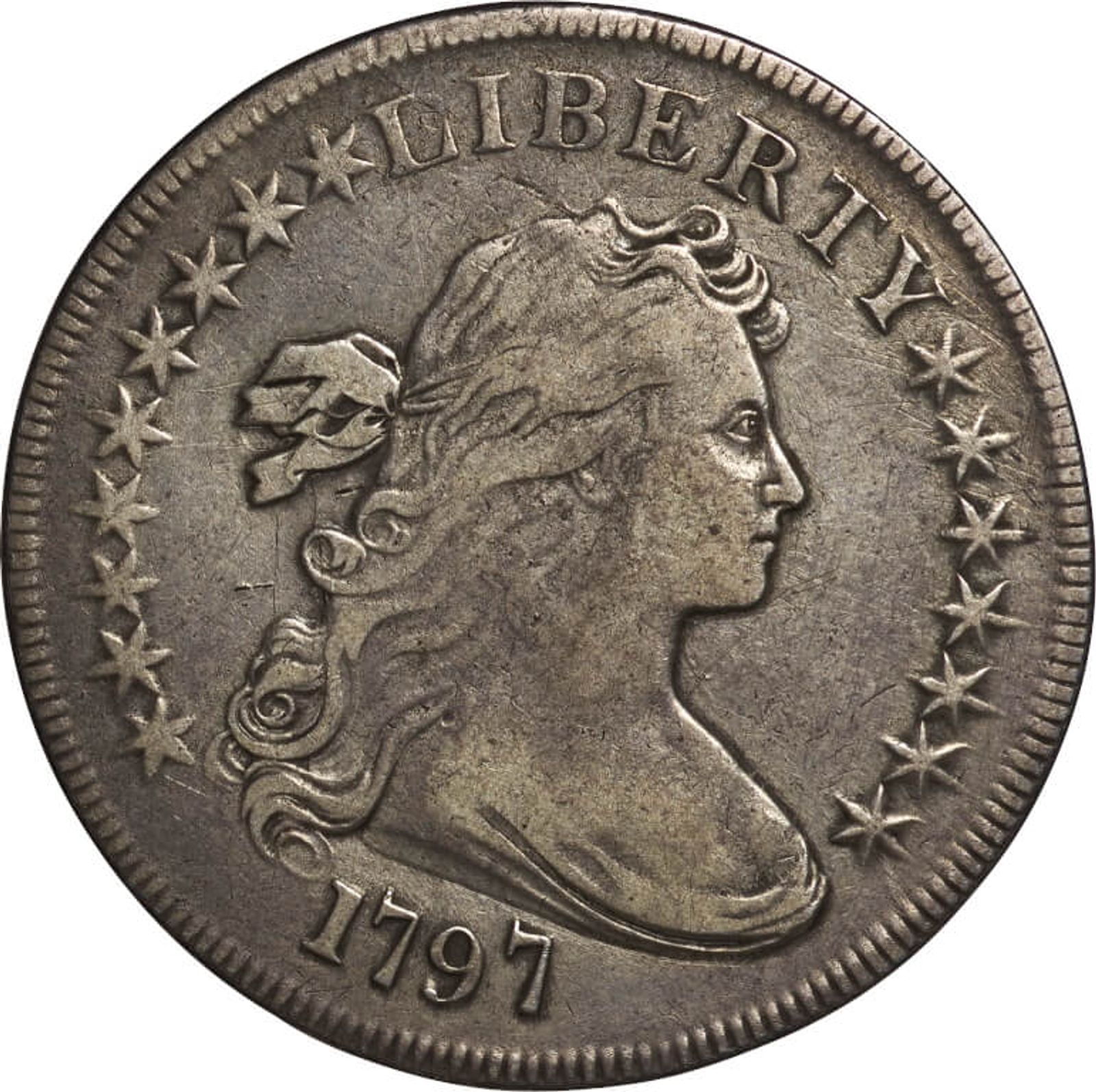 アメリカ-USA. 1797. 普. F. Silver. ドル(Dollar). 女神胸像 1