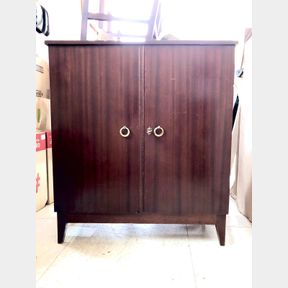 Imbuia veneered cupboard. Double door. Has a crack. 84W x 43 D x 97H - 50698/432