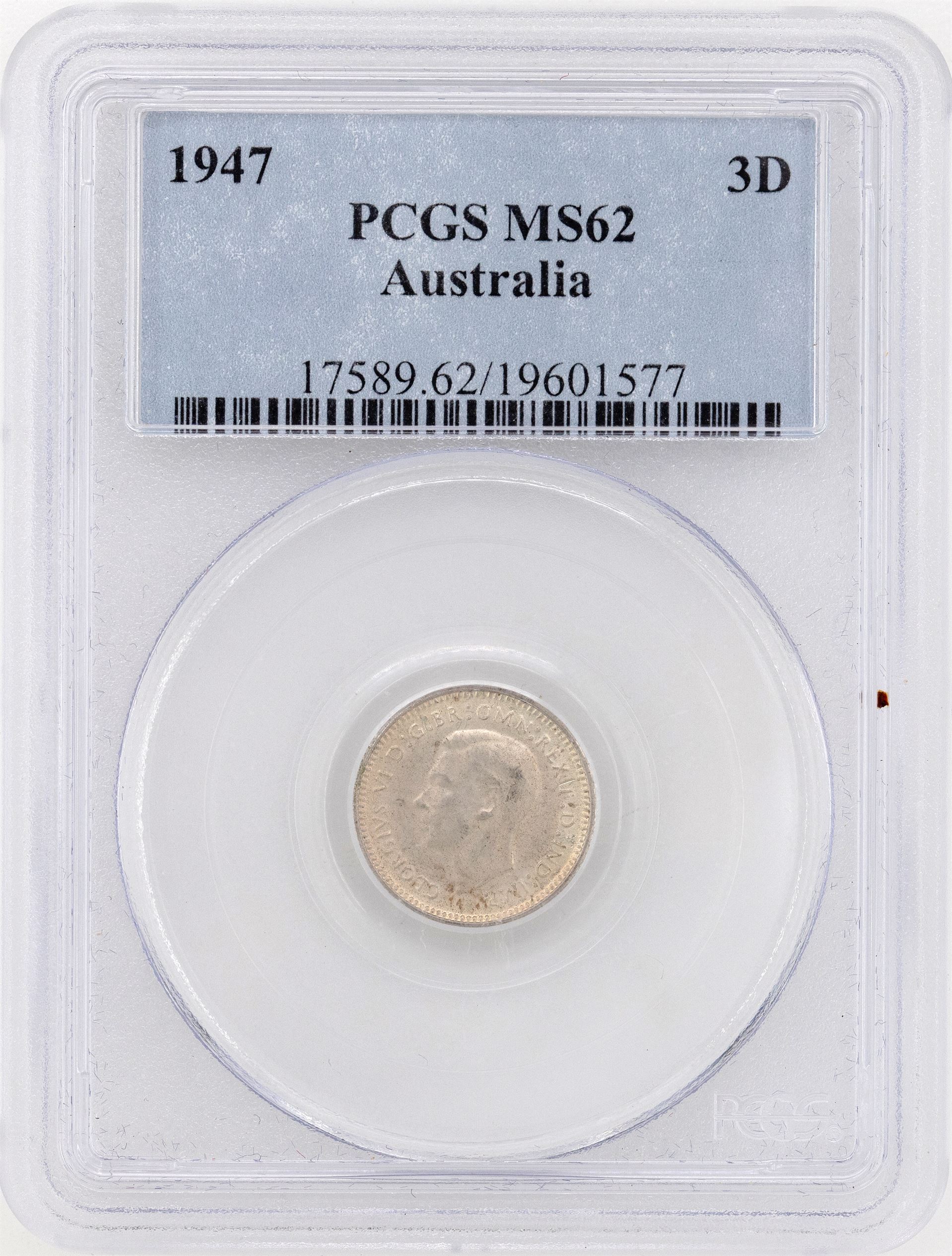1947(m) Australia Threepence Silver PCGS - MS62 -577