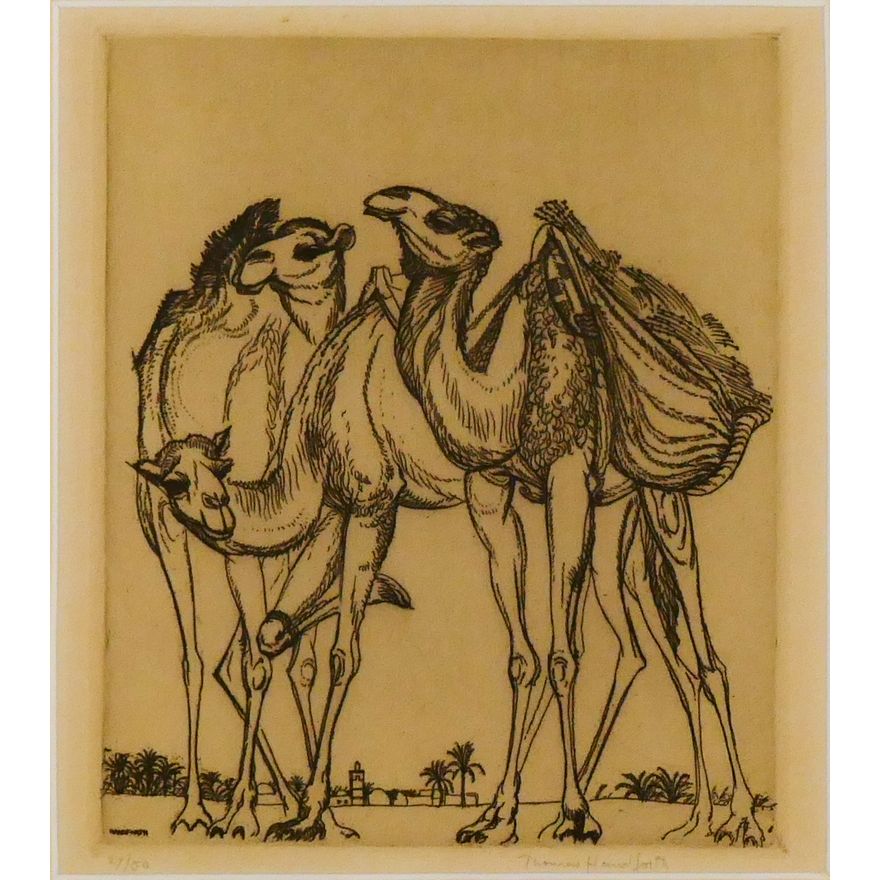 Thomas Handforth ''Camels'' Signed Etching Framed 15''x12''