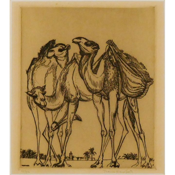 Thomas Handforth ''Camels'' Signed Etching Framed 15''x12''