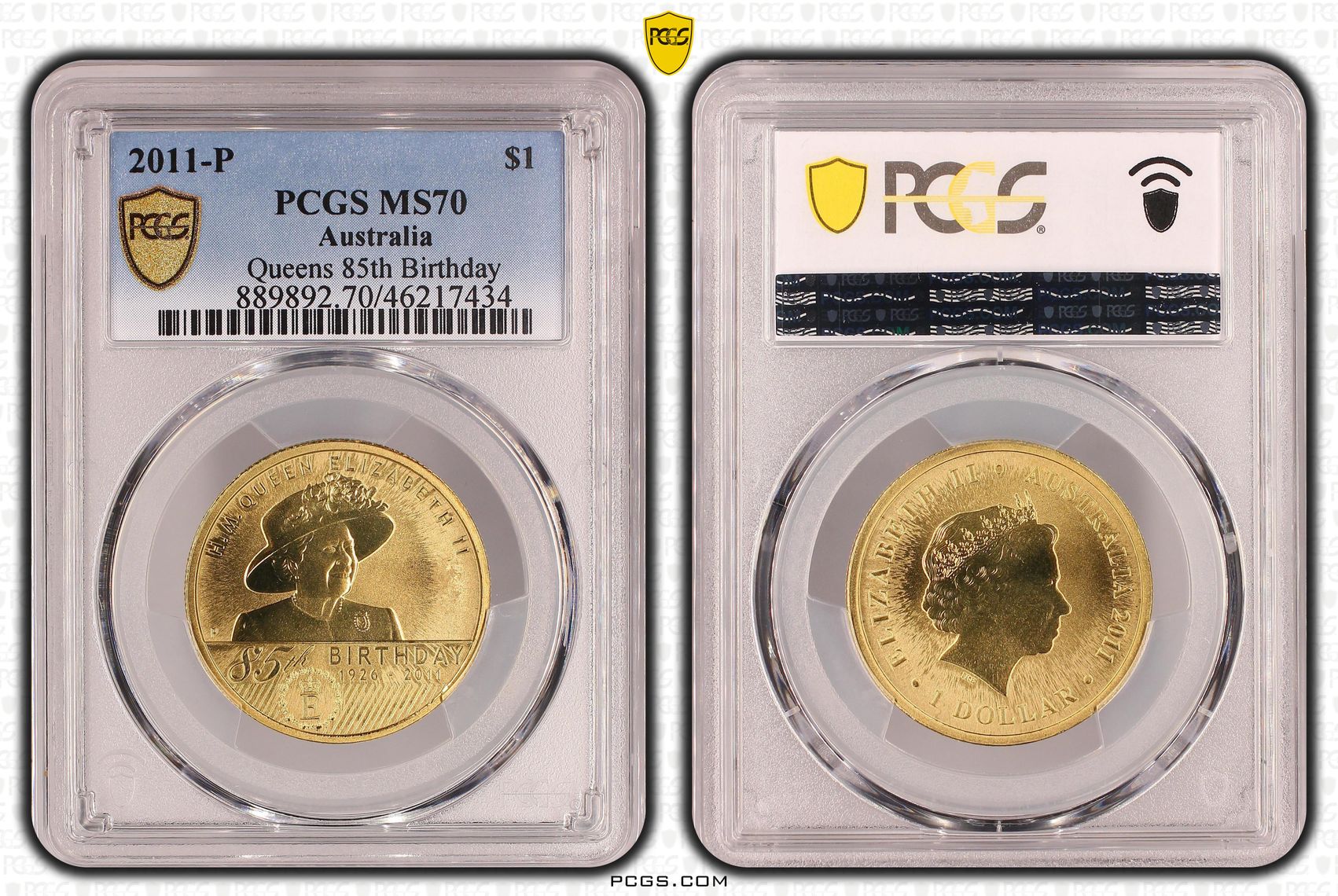 Queens 85th Birthday, POP 2/0, One Dollar, 2011-P, PCGS MS70