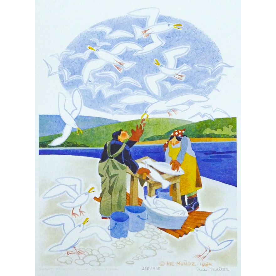 Rie Munoz ''Scraps For The Gulls, Yukon River'' 1994