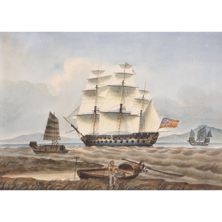 William Innes Pocock ''The East Indiaman Brunswick" Watercolor