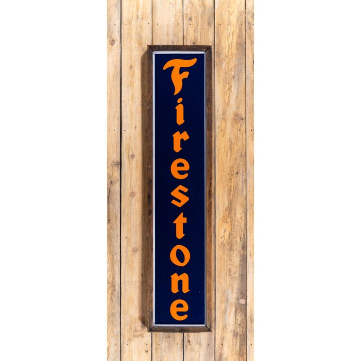74" Firestone Tires Single Sided Porcelain Wood Framed Sign TAC 9