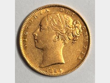 1884 VICTORIA MELBOURNE MINT SHIELD GOLD SOVEREIGN