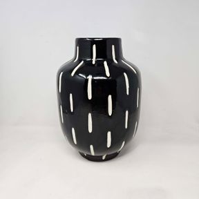 Modern Jun Kaneko Style Black White Pottery Vase
