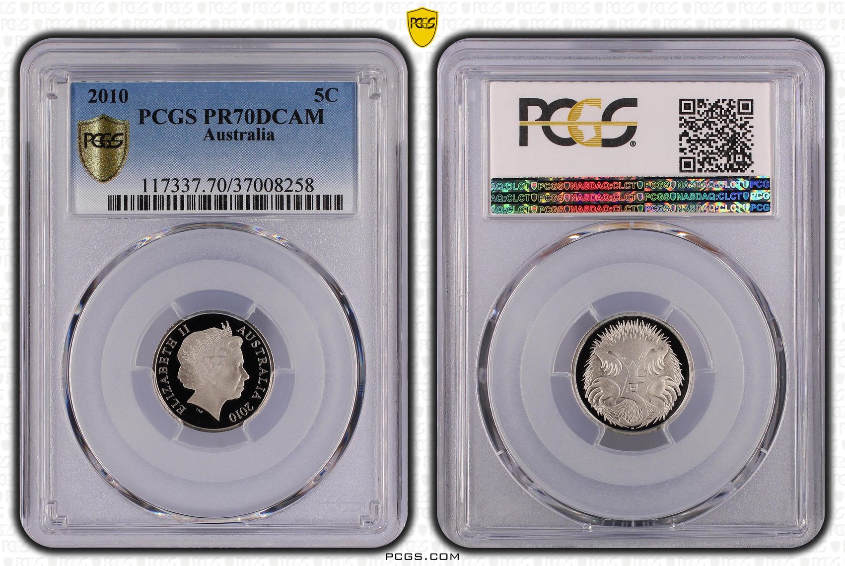 Elizabeth II, Five Cent, 2010, PCGS PR70DCAM