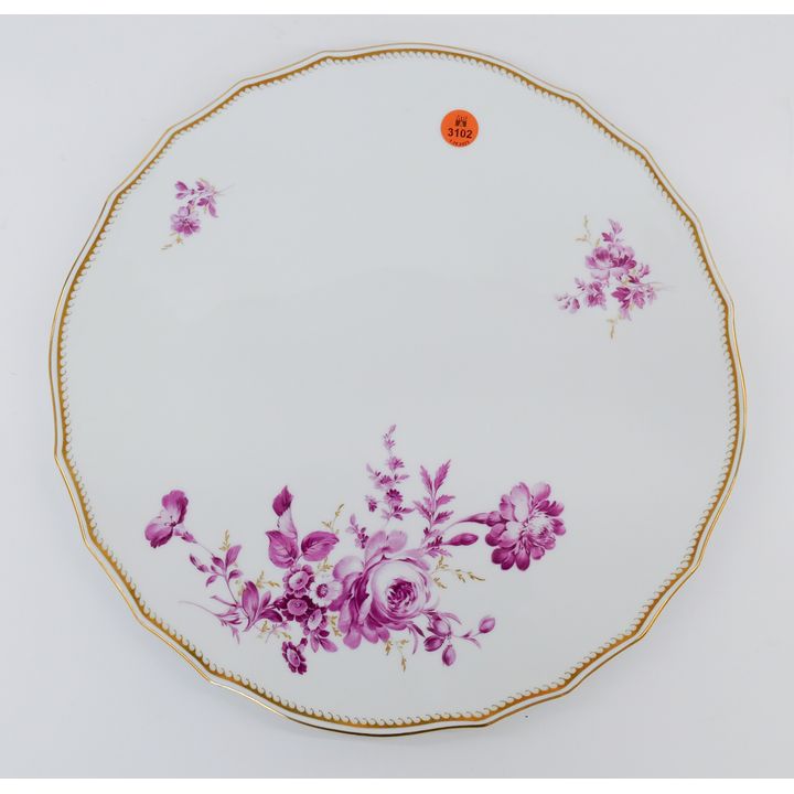 Meissen Pink Flower Porcelain Trivet (Cake Plate)- 13.5"