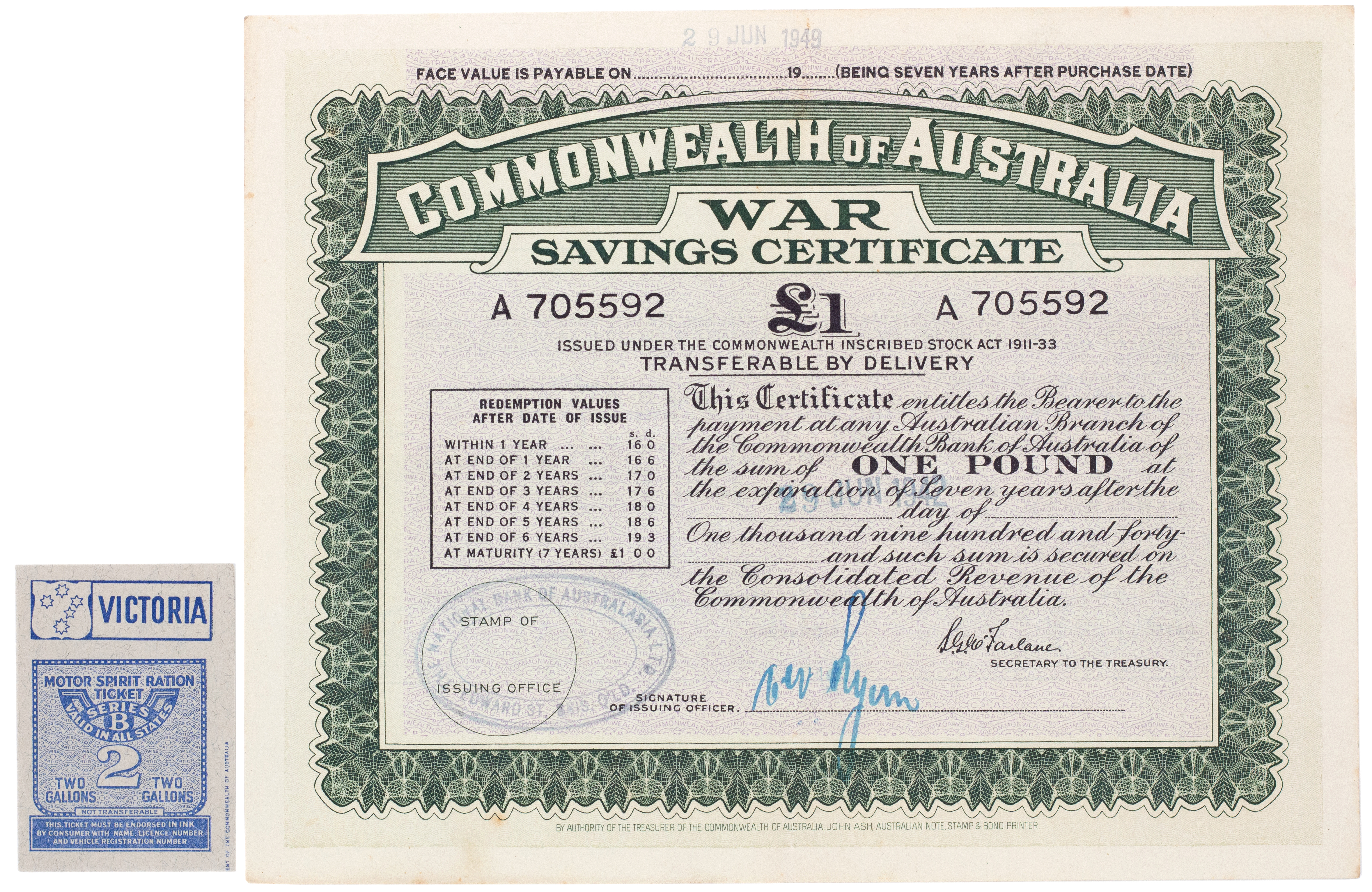 War Savings Certificate, One Pound, 1939 - 1945, gVF