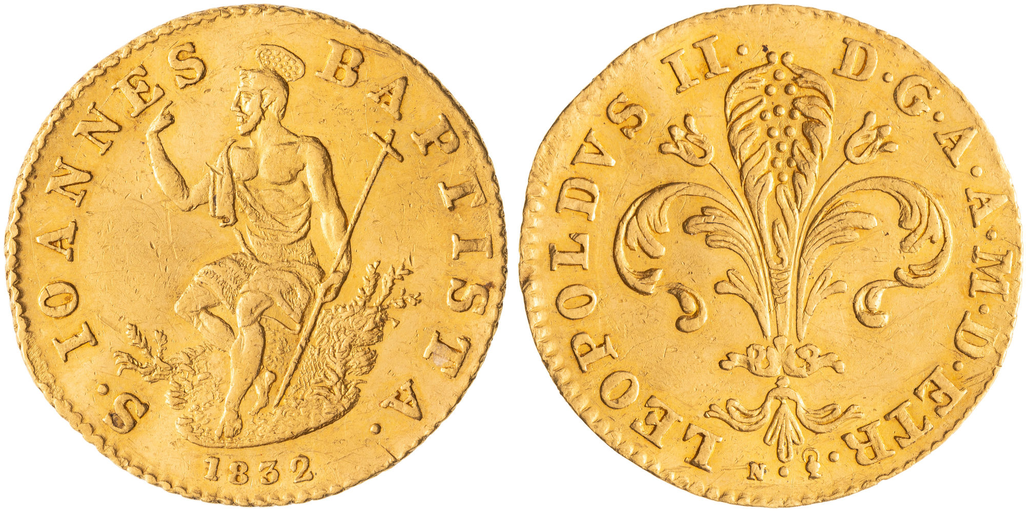 Italian States, Leopold II, Grand Duchy of Tuscany, One Zecchino, 1832, EF