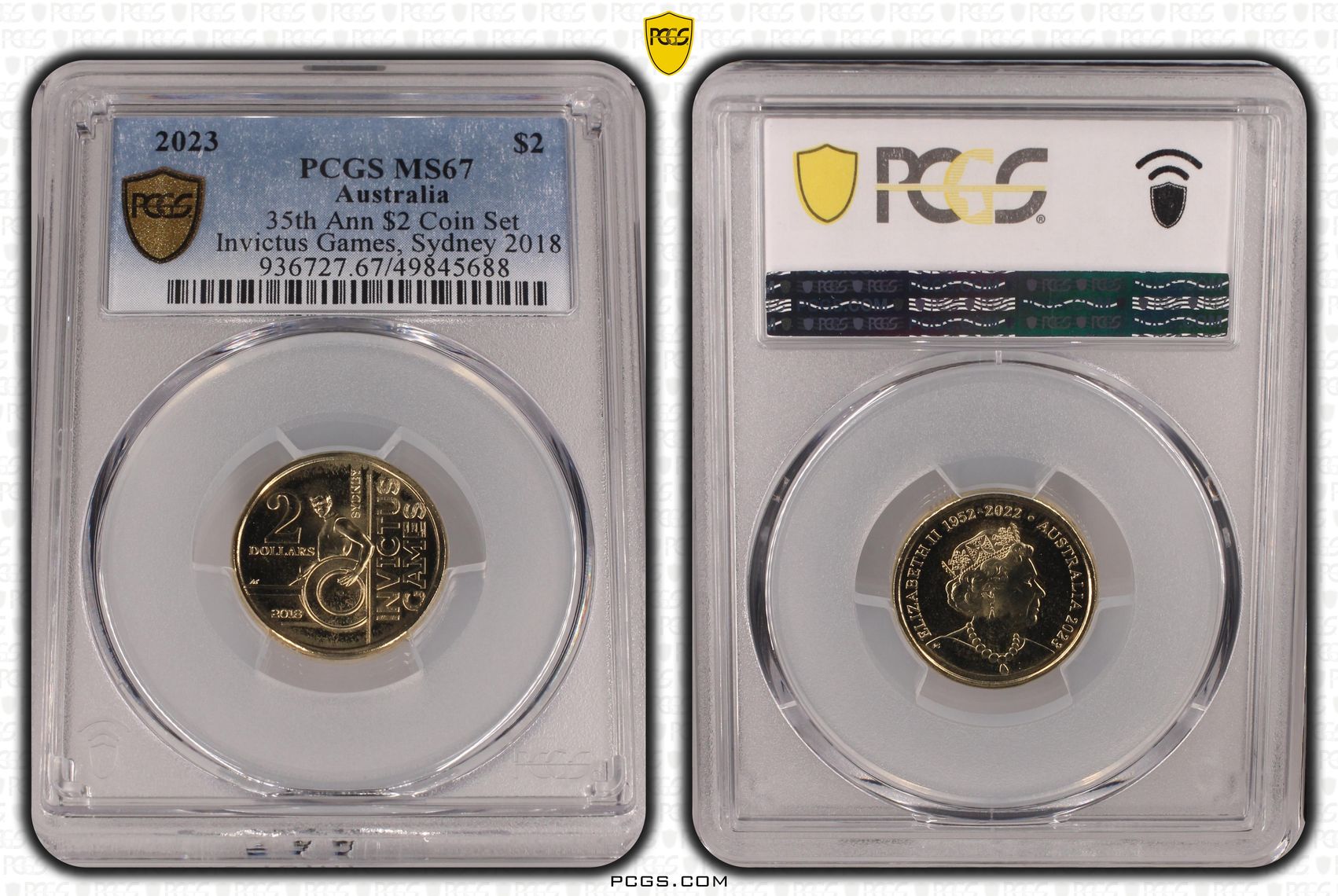 Australia, 35th Ann $2 Coin Set Invictus Games, Sydney 2018, One Dollar, 2023, PCGS MS69