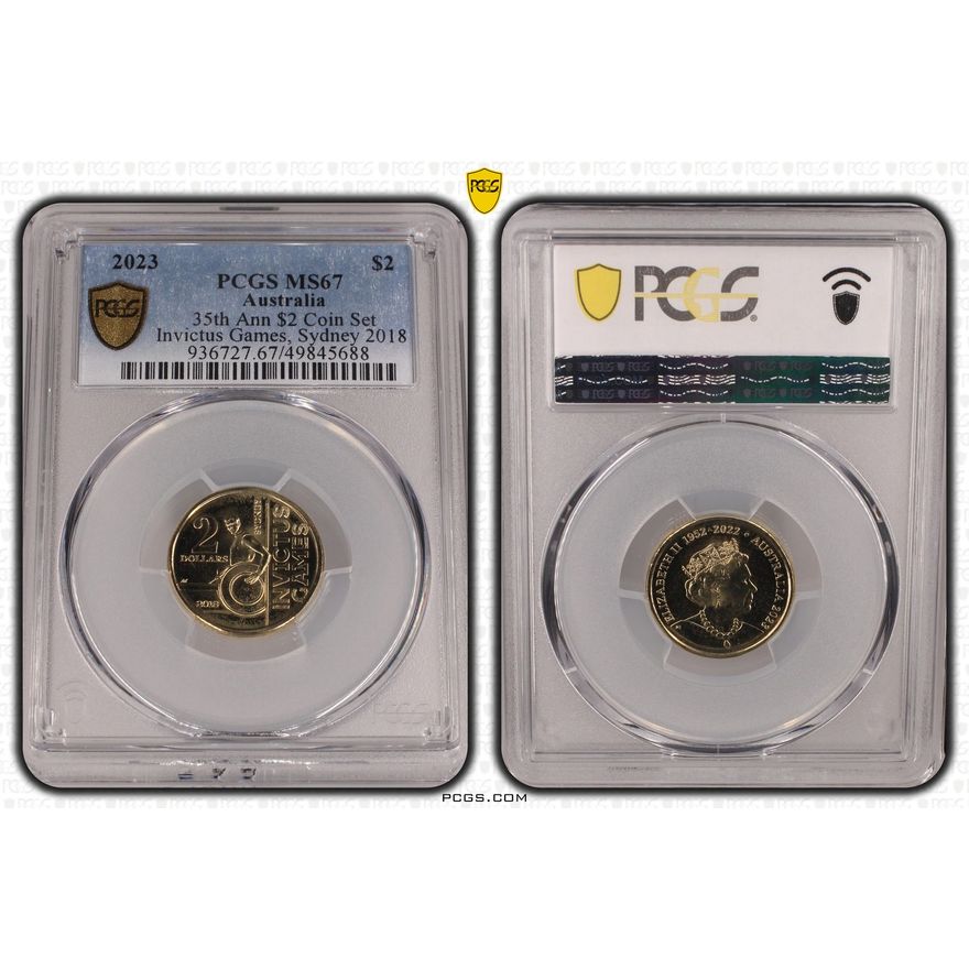 Australia, 35th Ann $2 Coin Set Invictus Games, Sydney 2018, One Dollar, 2023, PCGS MS69