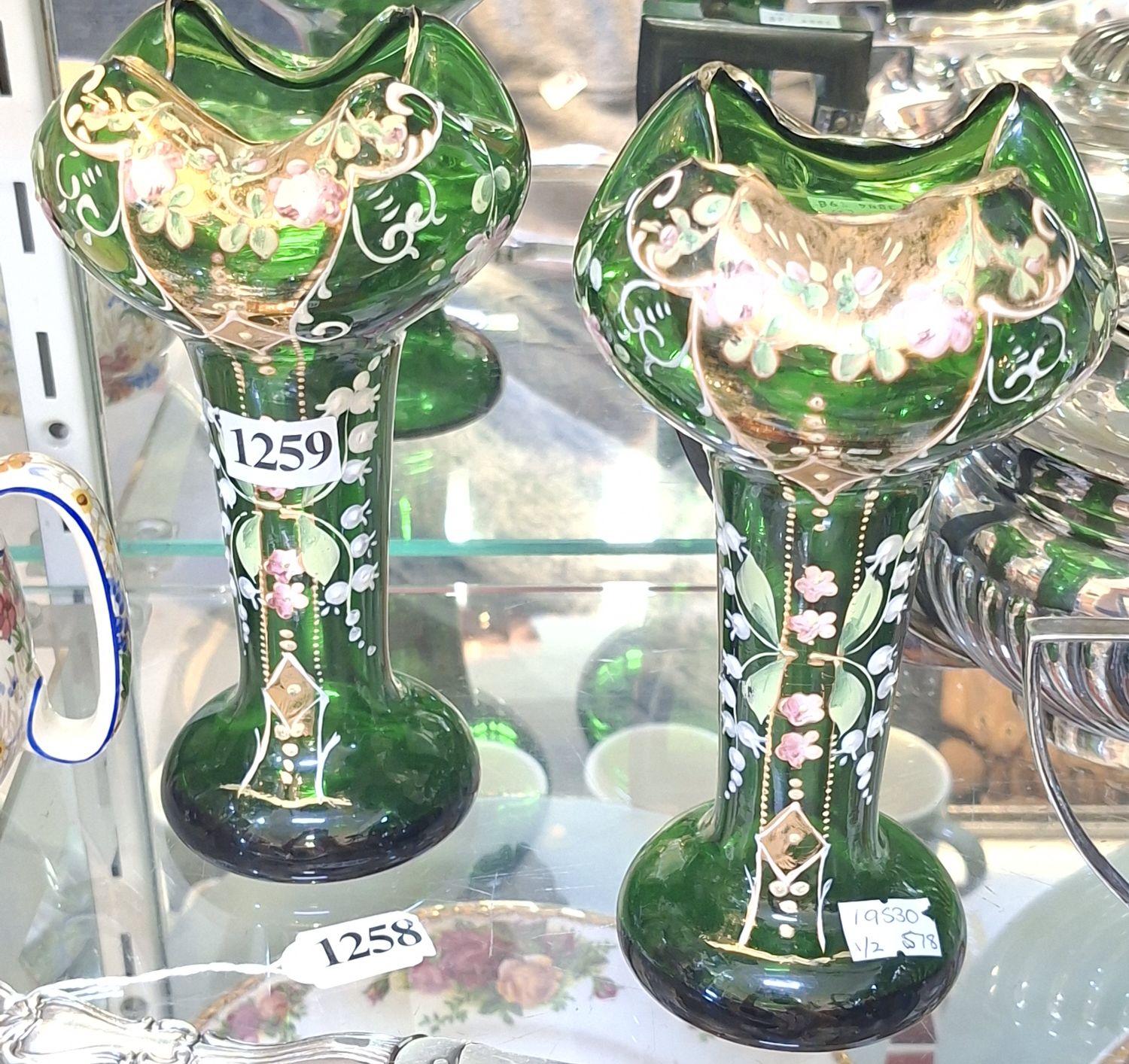 Victorian Enamelled Vases