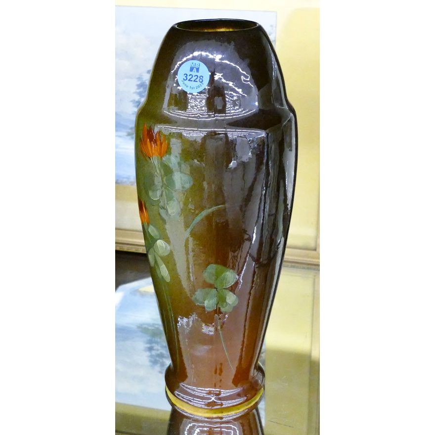 Antique Owens Pottery Floral Decorated Vase 10.5''
