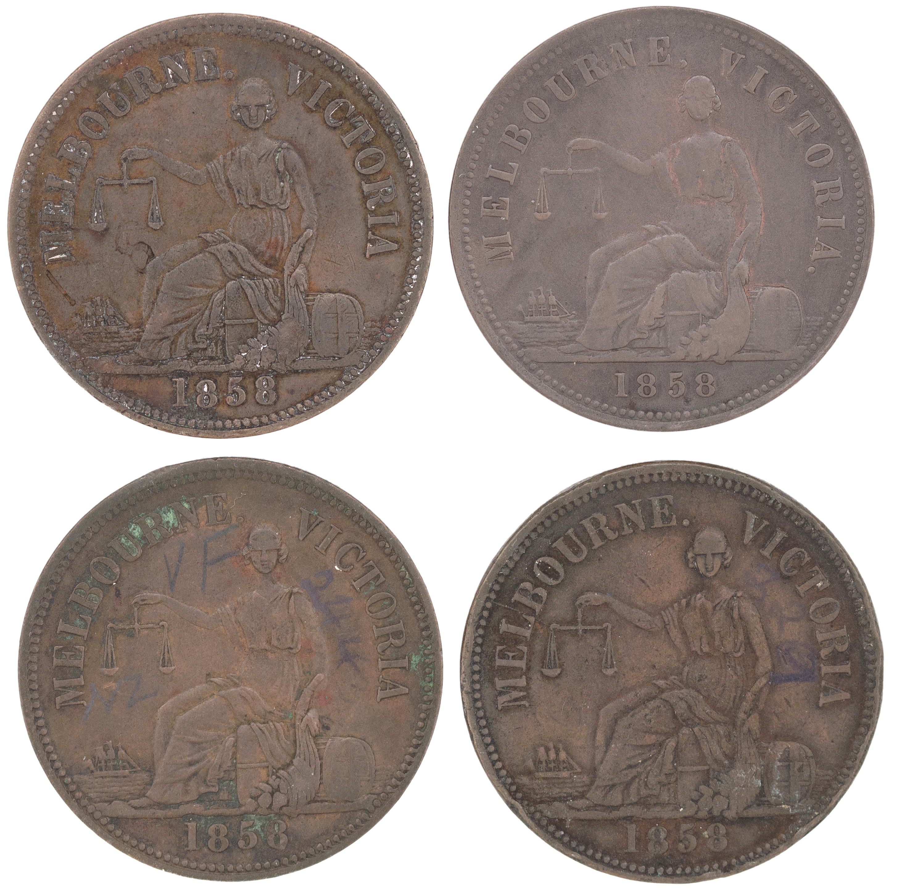 Melbourne, Victoria, Penny, 1858, VF