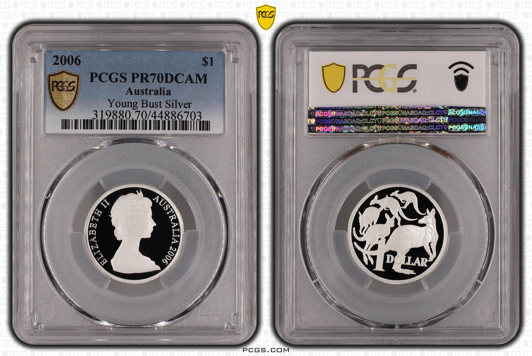 2006 Australia One Dollar, $1 Silver Young Bust Silver PCGS - PR70DCAM POP 14/0 -703