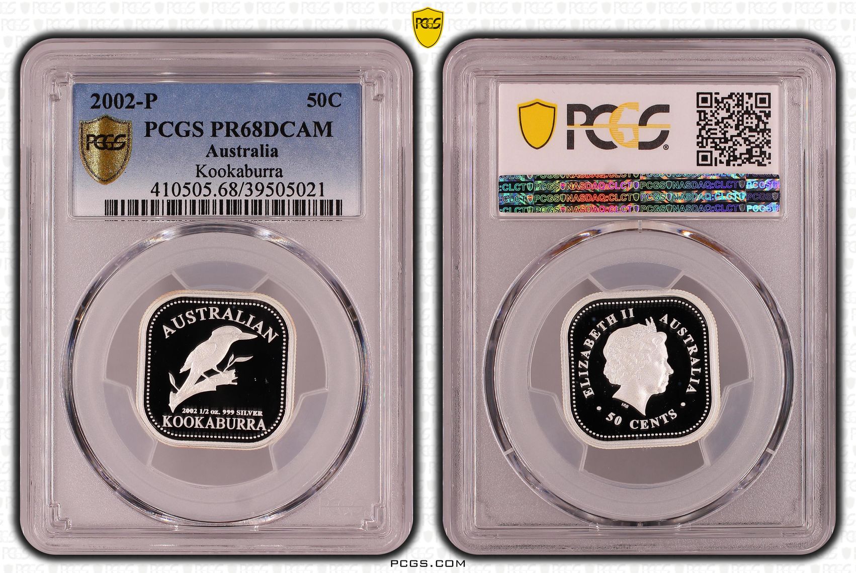 Kookaburra 1/2oz Ag, Fifty Cent, 2002-P, PCGS PR68DCAM