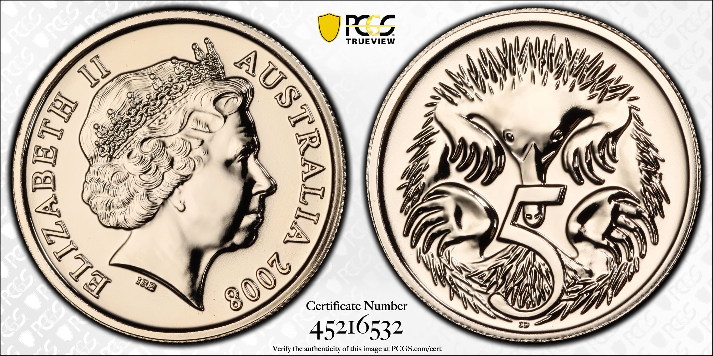 2008 Australia Five Cent, 5c PCGS - MS70 POP 28/0 -532
