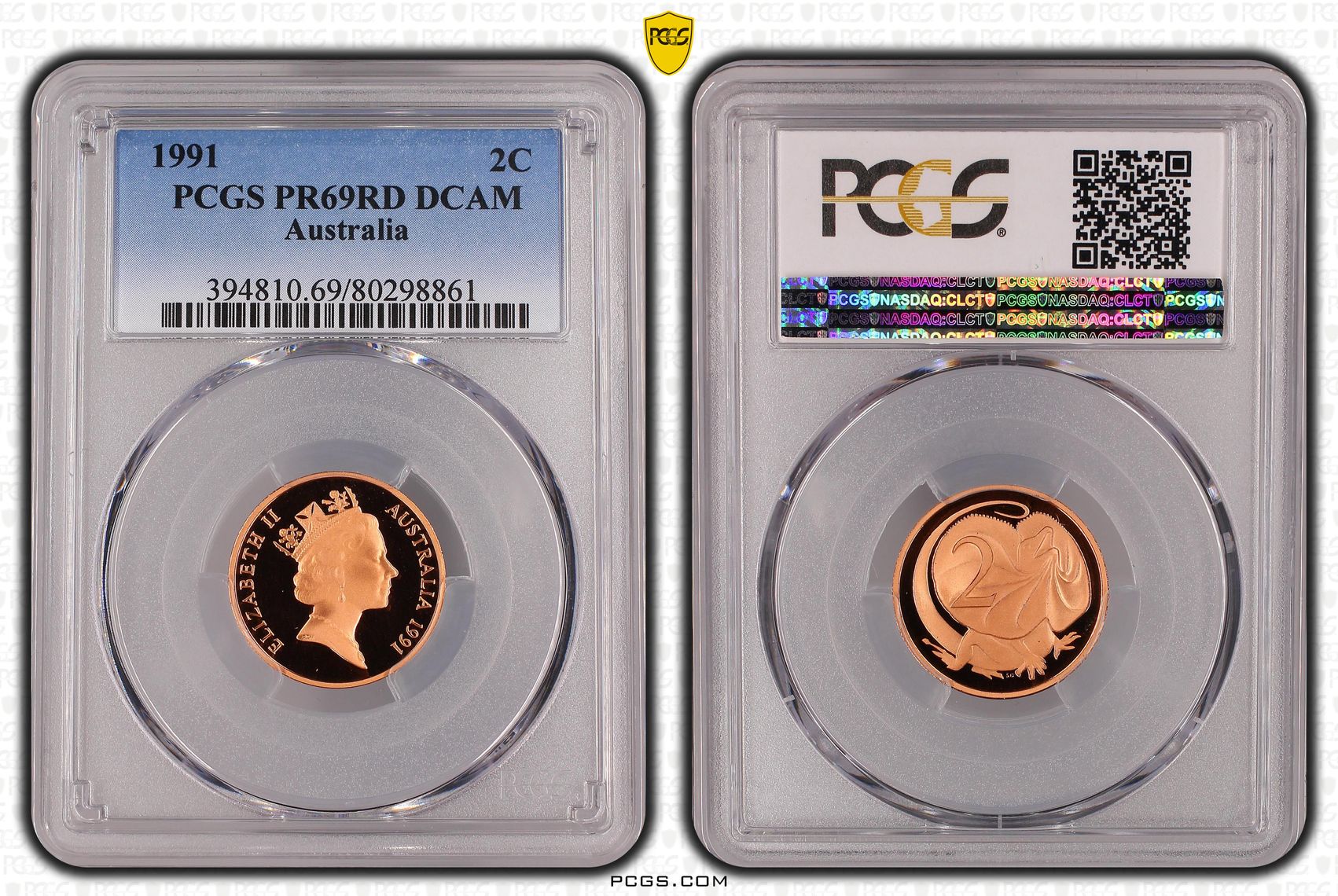 Elizabeth II, , Two Cent, 1991, PCGS PR69DCAM