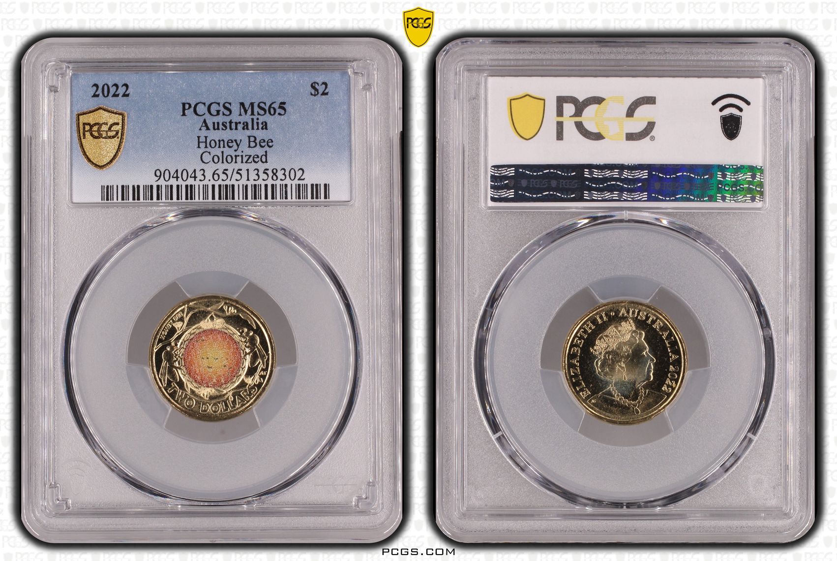 Honey Bee Colorized, Two Dollar, 2022, PCGS MS65