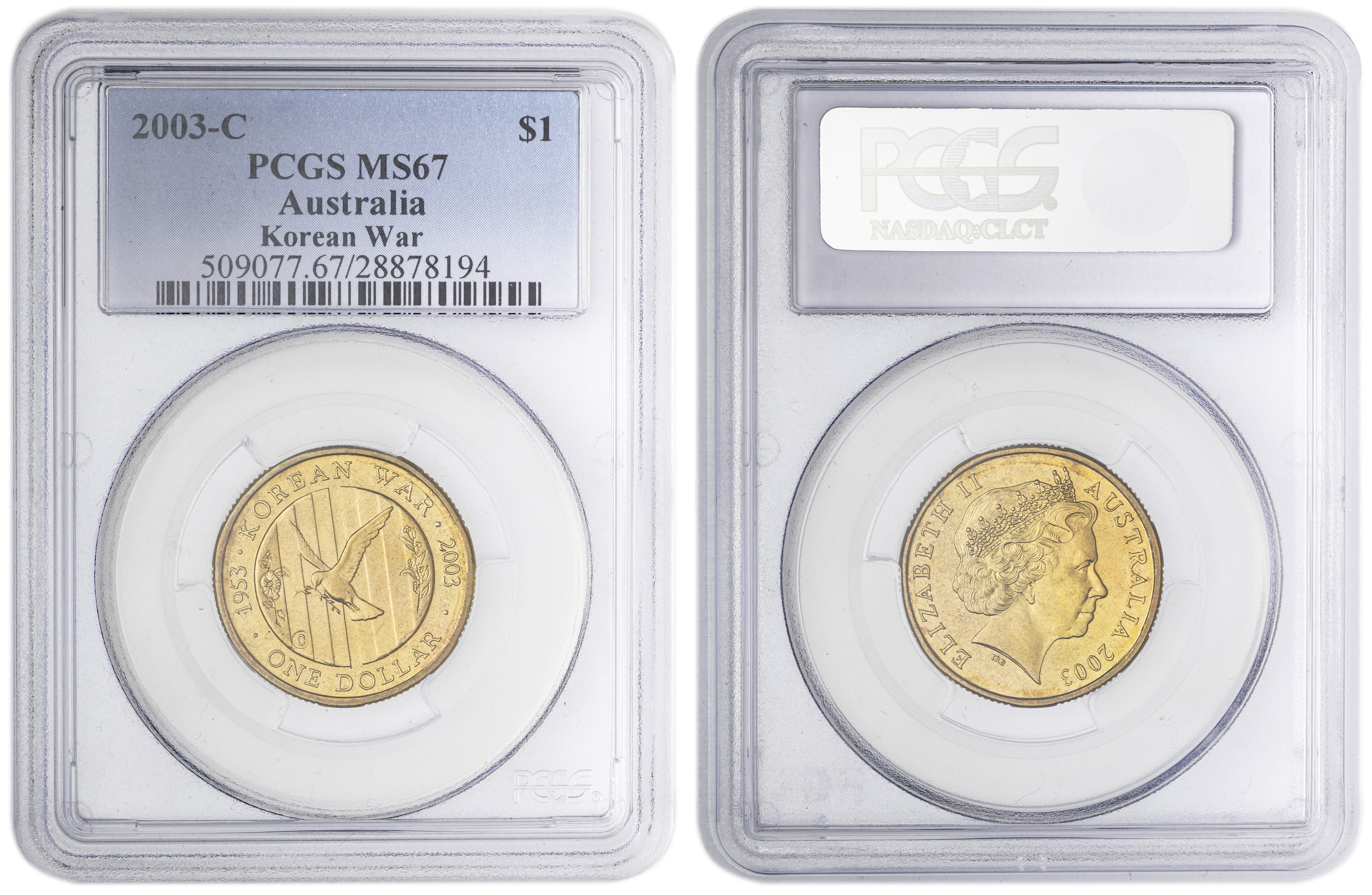 Korean War POP 15/0, One Dollar, 2003-C, PCGS MS67