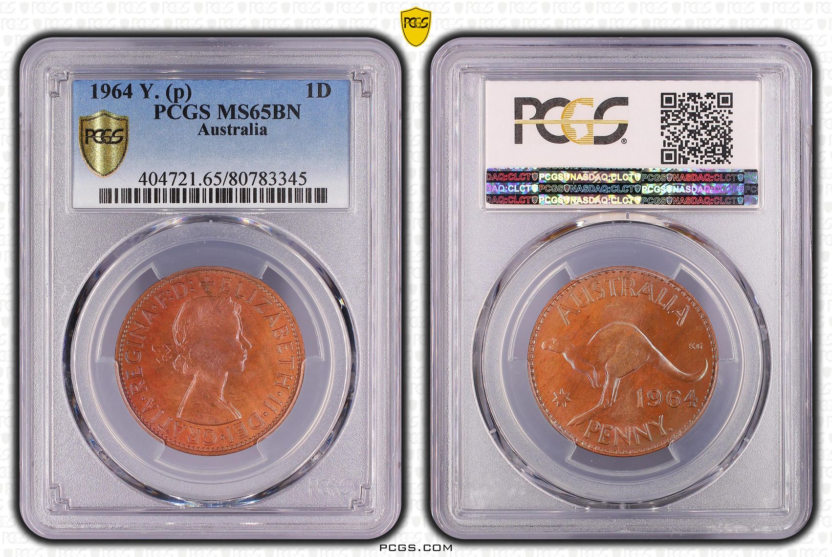1964 Australia Penny PCGS - MS65BN POP 18/0 -345