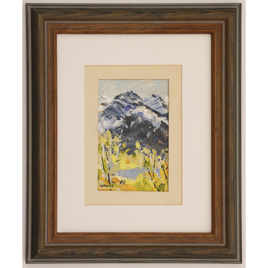 Jane Bateman Henke ''Mountain Scene'' Small Oil Framed 12.5''x10.5''