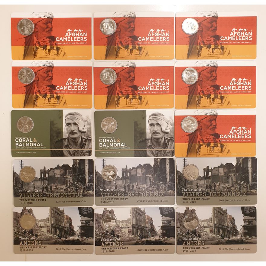 Unc. 50c Carded Coins (x15)