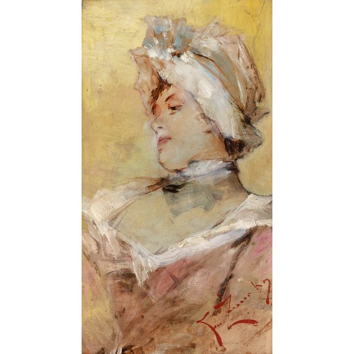 Franciszek Żmurko | Portret damy w kapeluszu