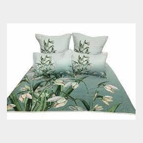 Queen 5 Piece Microfiber Bedspread Set Green Lilies | SM 51672/22357 B5 (S4)