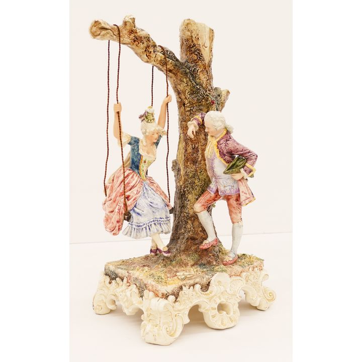 Antique French Barbotine Majolica Swing Spill Vase