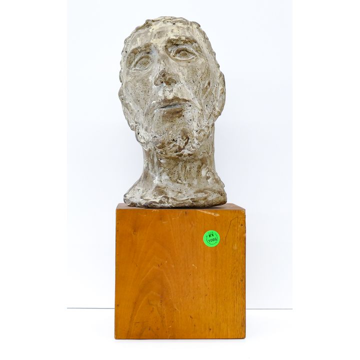 Ken Shores Stoneware Bust Sculpture on Stand 15''x7''