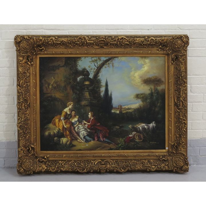 LARGE GILT FRAMED OIL ON BOARD