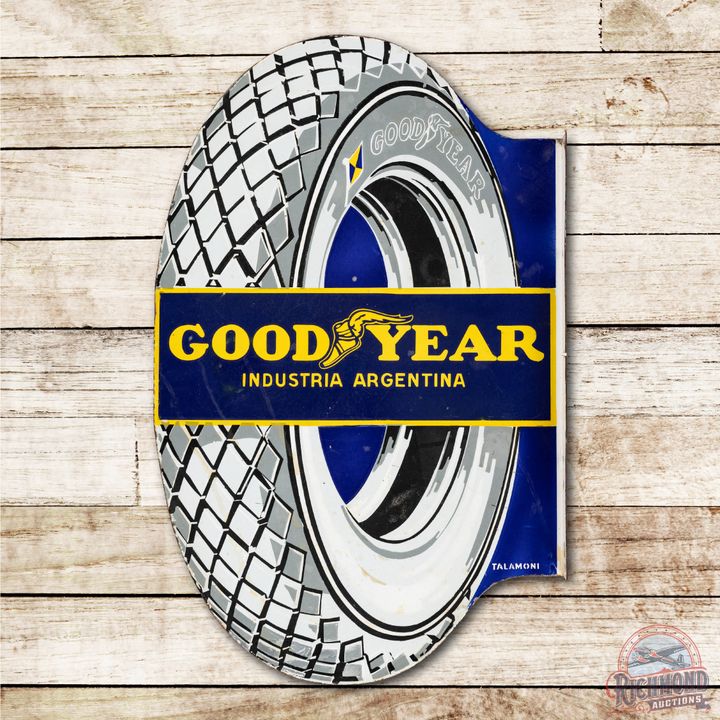 Goodyear Industria Argentina Porcelain Flange Sign TAC 8.9 & 8.5