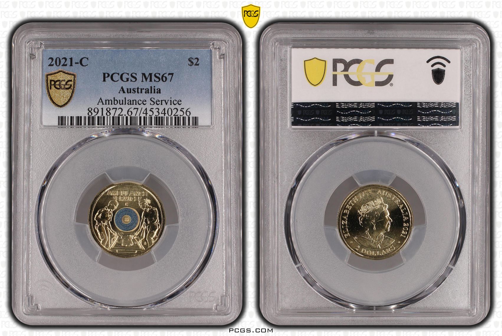 Elizabeth II, Ambulance Service - Colorized, Two Dollar, 2021-C, PCGS MS67
