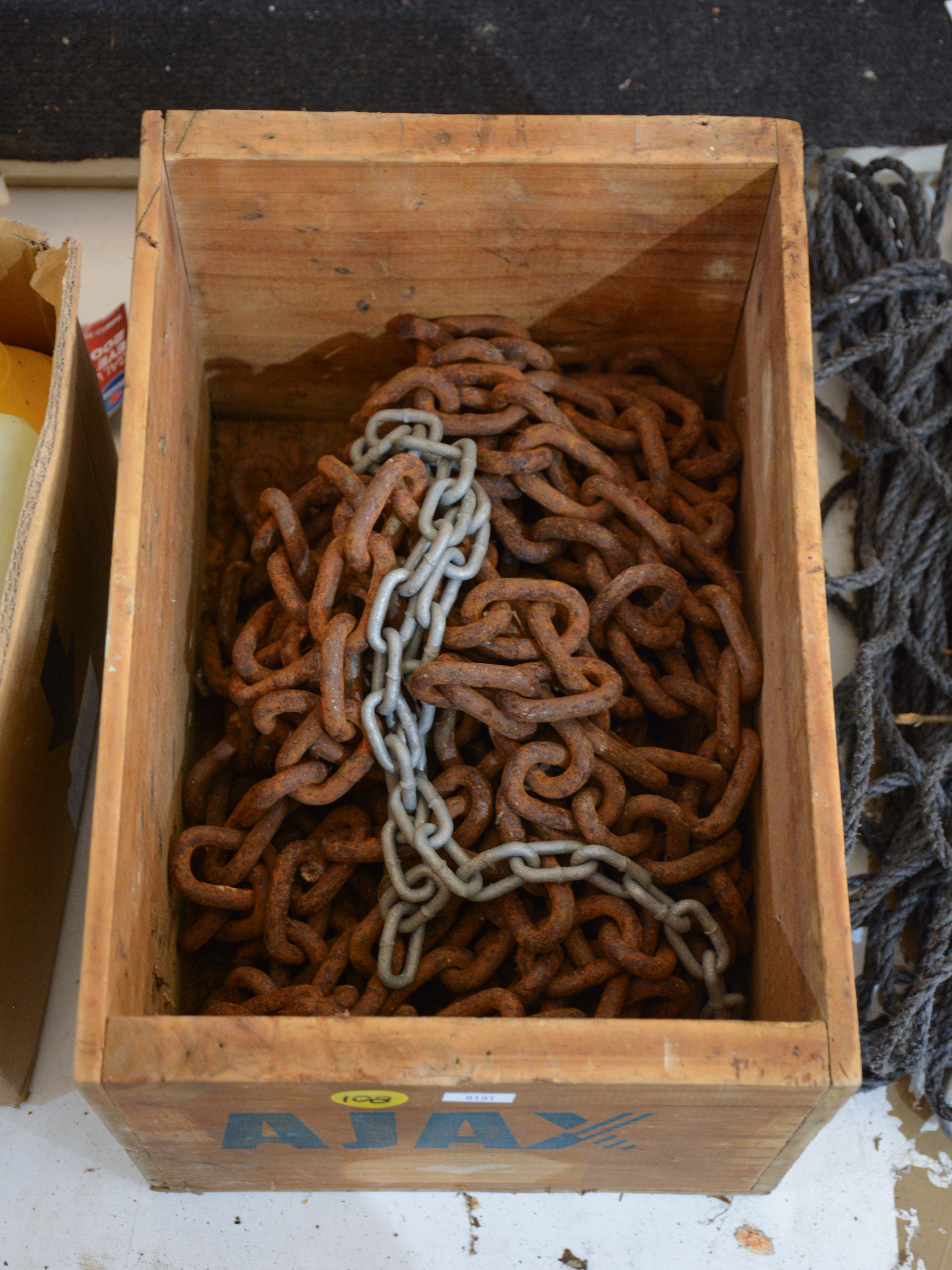 Wooden Box of Chains — sold at auction in New Zealand for $25