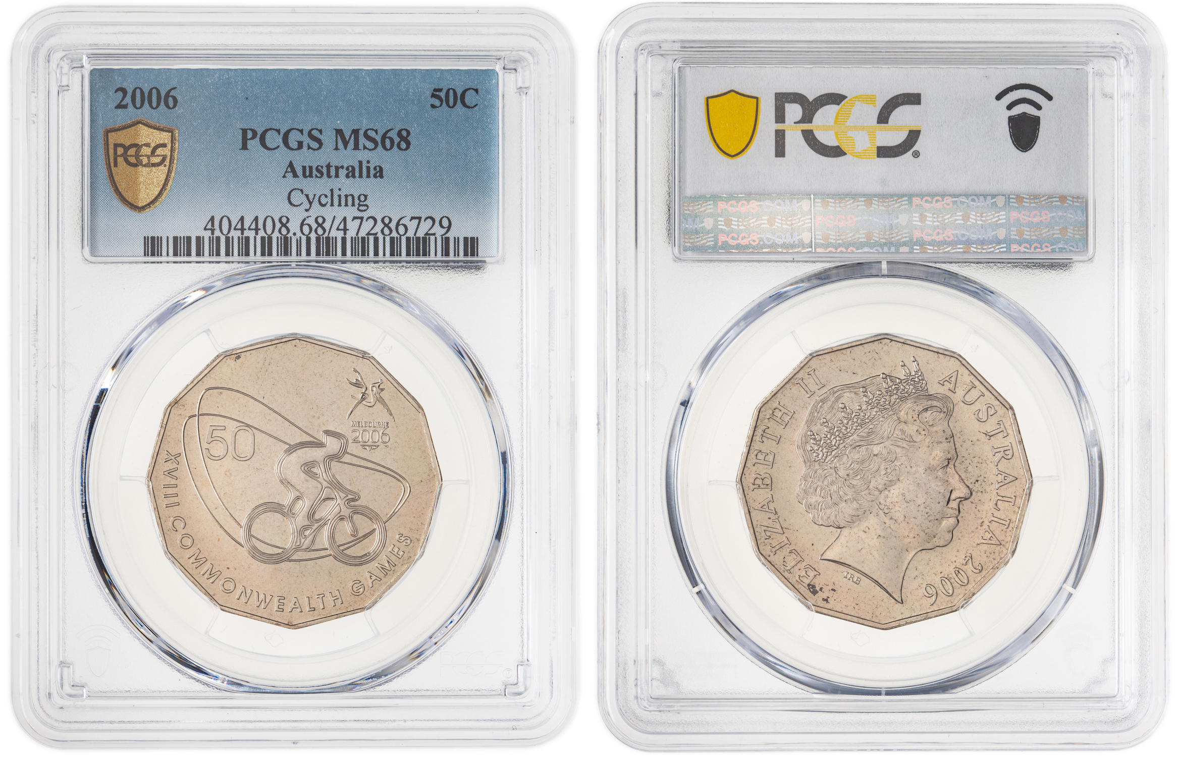 Elizabeth II, Cycling, Fifty Cent, 2006, PCGS MS68