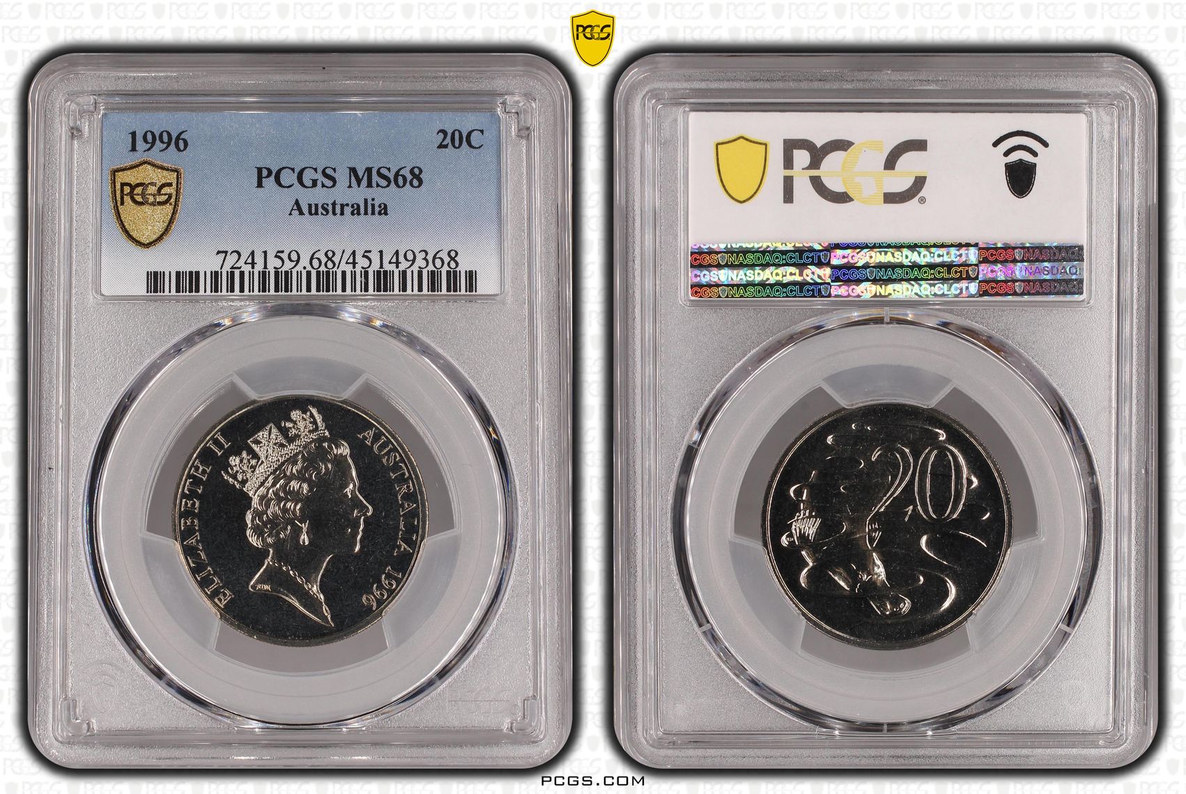 Twenty Cent, 1996, PCGS MS68